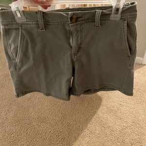 Army green comfy shorts.